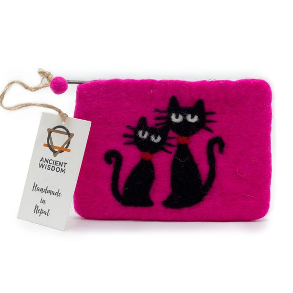 Bolsa de Fieltro Natural con cremallera- Dos Gatos