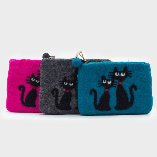 Bolsa de Fieltro Natural con cremallera- Dos Gatos