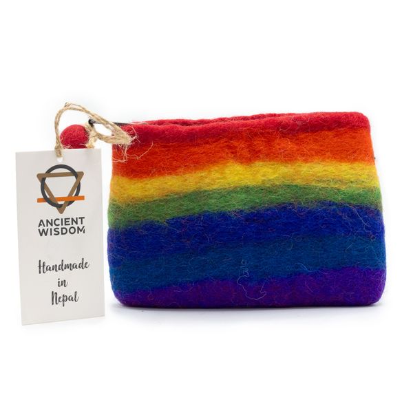 Bolsa de Fieltro Natural con cremallera - Arcoíris