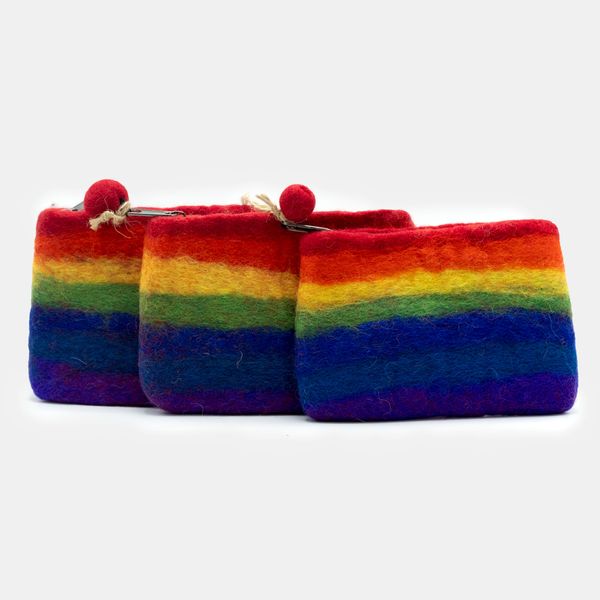 Bolsa de Fieltro Natural con cremallera - Arcoíris