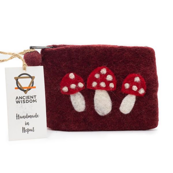 Bolsa de Fieltro Natural con cremallera - Hongos Silvestres