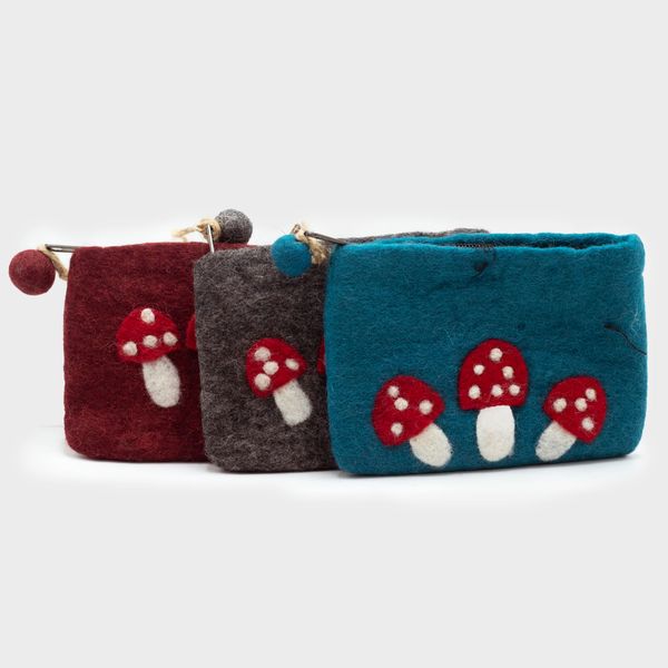 Bolsa de Fieltro Natural con cremallera - Hongos Silvestres