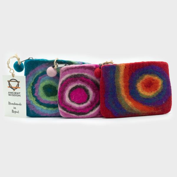 Bolsa de Fieltro Natural con cremallera - Psicodélico