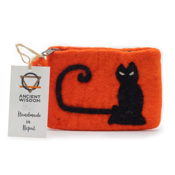 Bolsa de Fieltro Natural con cremallera - Cara de Gato