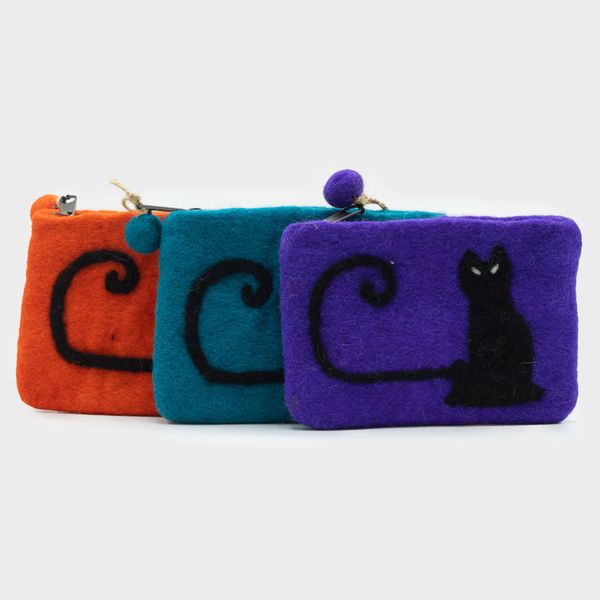 Bolsa de Fieltro Natural con cremallera - Cara de Gato