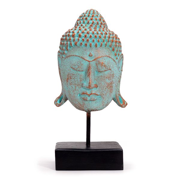 Cabeza de Buda de la Serenidad sobre soporte - Cobre Verde