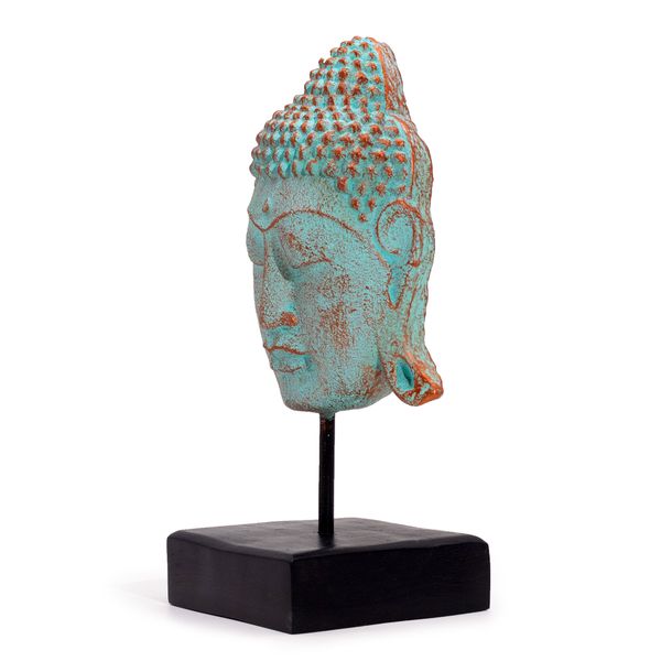 Cabeza de Buda de la Serenidad sobre soporte - Cobre Verde