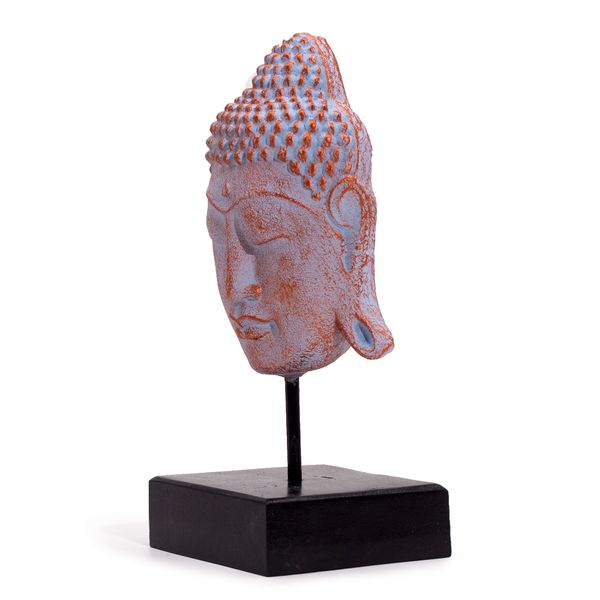 Cabeza de Buda de la Serenidad sobre soporte - Cobre Azul