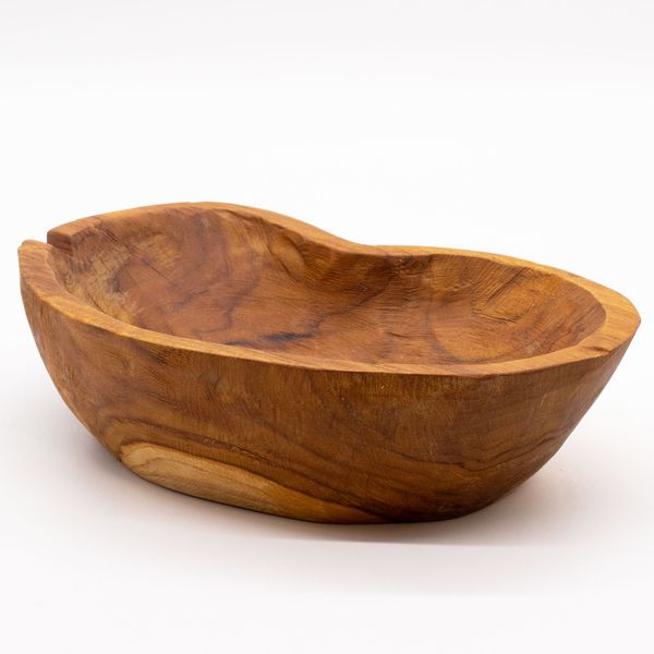 Cuenco de Frutas de Madera de Teca Natural - Rústica