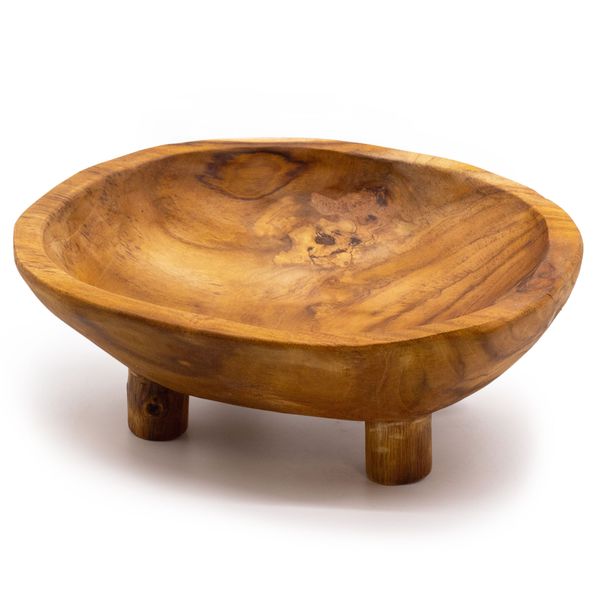 Cuenco de Frutas de Madera de Teca - con Patas