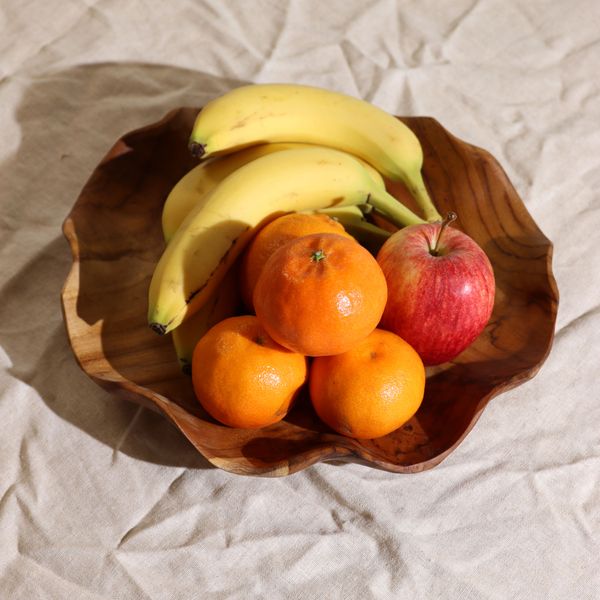 Cuenco de Frutas de Madera de Teca - Redondo