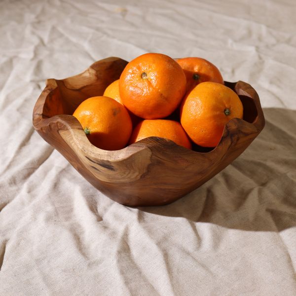 Cuenco de Frutas de Madera de Teca - Mediano