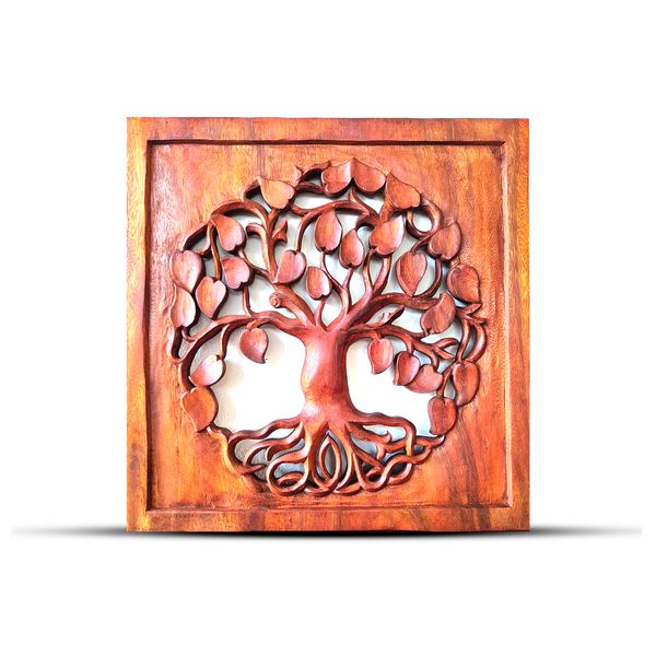 Panel de Madera Cuadrado con Árbol de la Vida 40x40 cm