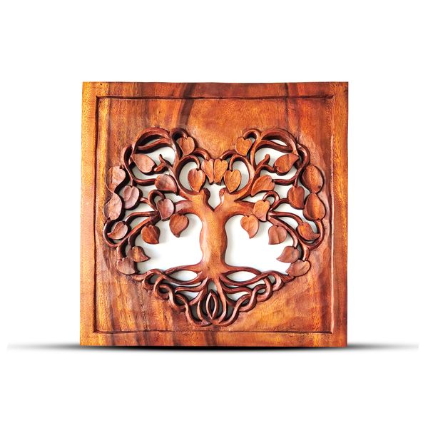 Panel de Madera Cuadrado Árbol de la Vida 30x30 cm