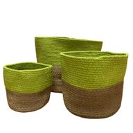 Cestas de 3 Cestas de Algodón y Yute Verde