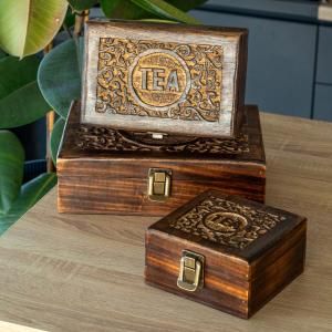 Cajas para el té de Madera de Mango