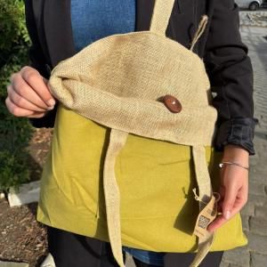 Bolso Grande Reversible de Yute y Algodon