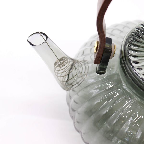 Tetera de vidrio con infusor - Perla Estriada Carbón - 950ml