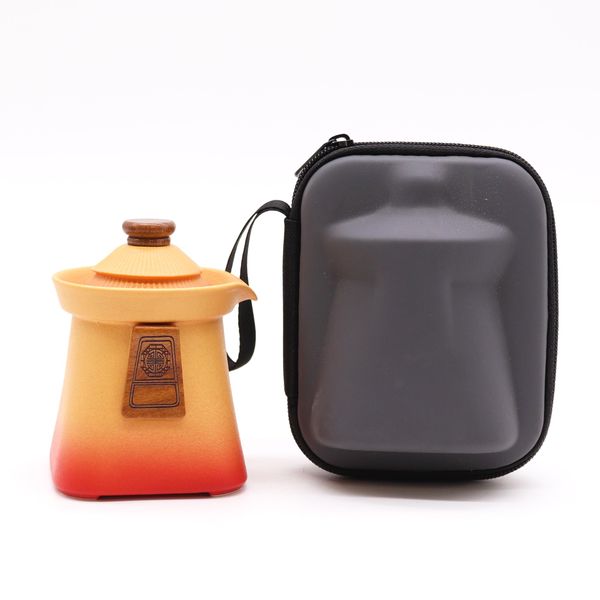 Set de tetera y tres tazas Templo - Naranja Tierra