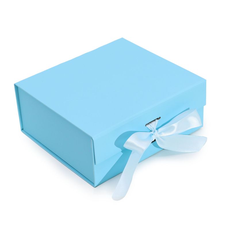 Caja de Regalo con Lazo - Mediana Cuadrada (20x18.2x8cm) - Azul Bebé