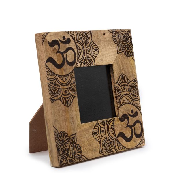 Marco de Fotos Pequeño de Madera de Mango (para 10x10cm) 20x20x2cm - Mandala - Negro