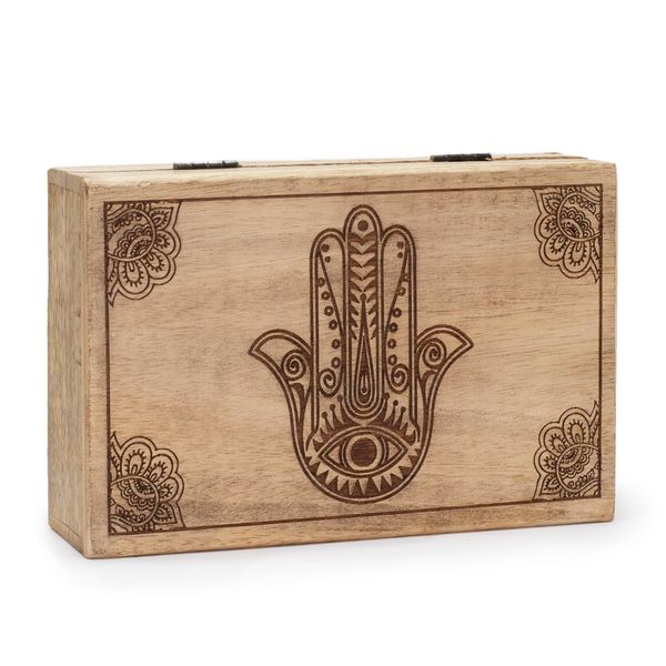 Caja Rectangular Grande 21,5x14x6,3cm - Hamsa Negro