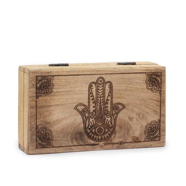Caja Cuadrada Mediana 17x10x4,2cm - Hamsa Negro