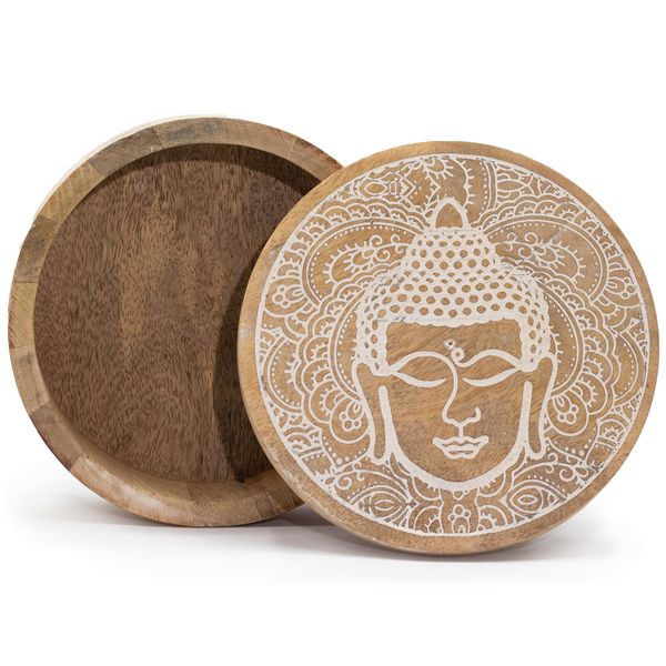 Caja Redonda Grande 17,5x7,5cm - Cara de Buda Blanco