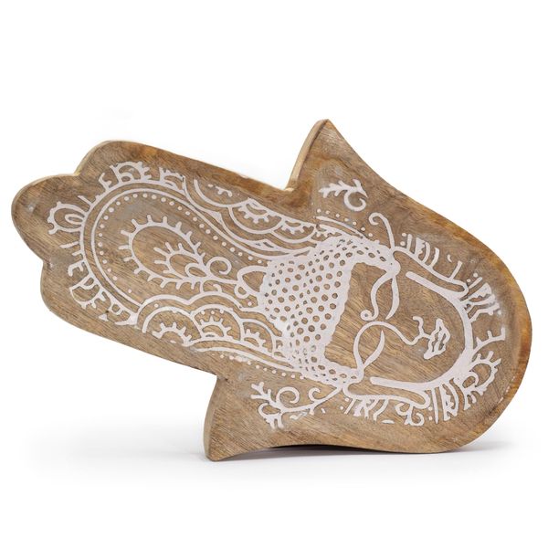 Bandeja Alargada 30x20,5x2,5cm - Hamsa con Buda Blanco