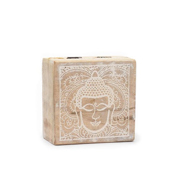 Caja Cuadrada Pequeña 10x10x4,2cm - Cara de Buda Blanco