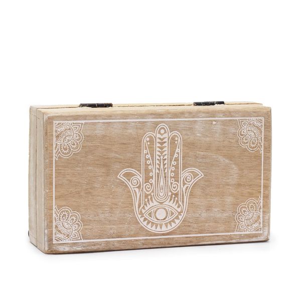 Caja Cuadrada Mediana 17x10x4,2cm - Hamsa Blanco
