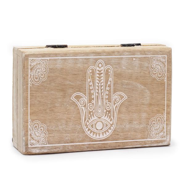 Caja Rectangular Grande 21,5x14x6,3cm - Hamsa Blanco