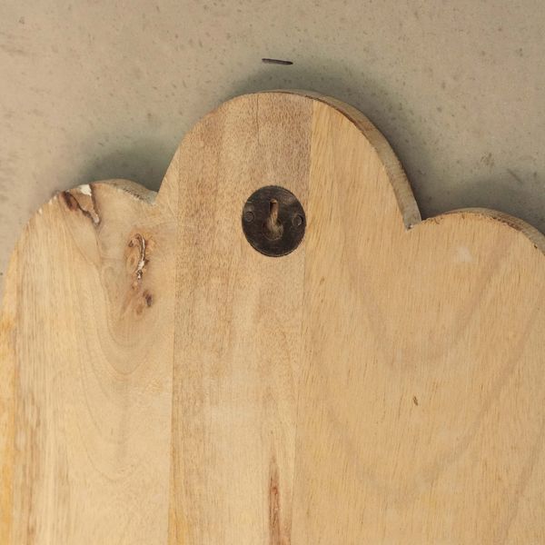 Placa de Pared de Madera de Mango - Hamsa - Blanqueado