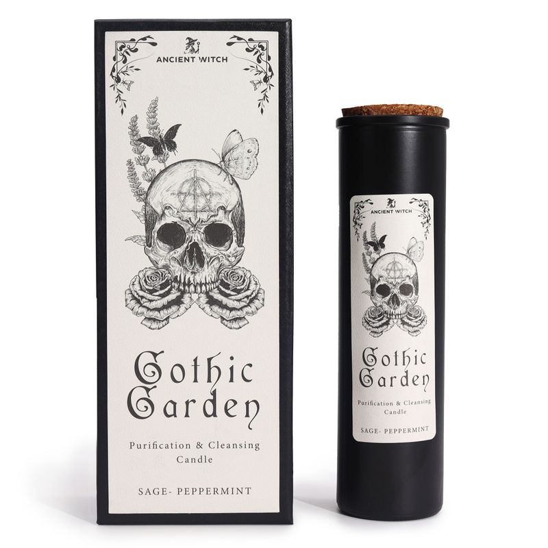 Gothic Garden vela ritual de la bruja antigua y caja de regalo a juego, vista frontal