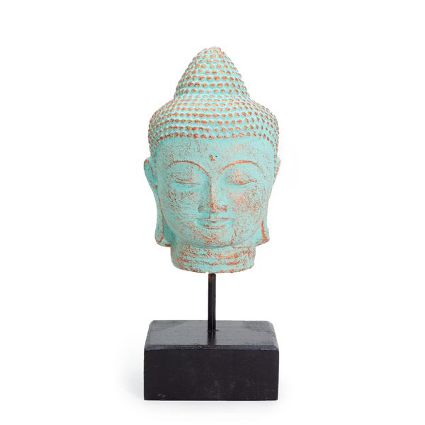 Cabeza de Buda de la Quietud sobre soporte - Cobre Verde