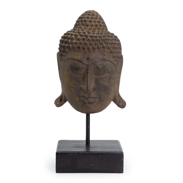 Cabeza de Buda de la Serenidad sobre soporte - Gris