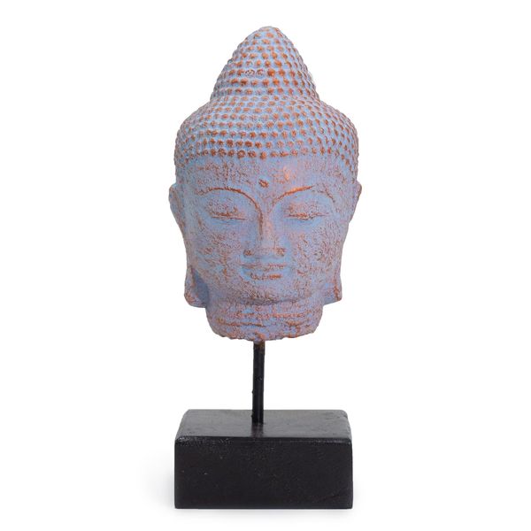 Cabeza de Buda de la Quietud sobre soporte - Cobre Azul