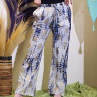 Nomad Sari  (M/L)  - Pantalones de lounge - Motivo griego en dorado y azul - Pintado a mano
