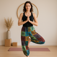 Pantalones Nomad Sari - Champiñón - Diseños de Impresión en Bloque - Tonos Verdes (105x127 cm) S/M