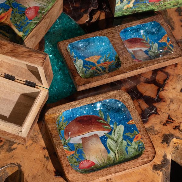 Cajas Cuadradas Esmaltadas Hongos