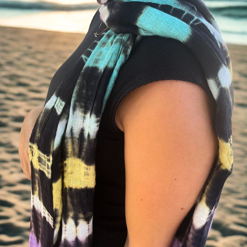 Bufanda Boho Arte de Java - Rayas Multicolor