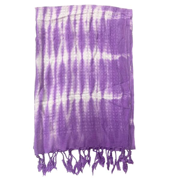 Bufanda Boho Arte de Java - Rayas y Motivo Lavanda
