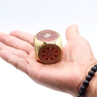 Fortuna Feng Shui - Cubo de Prosperidad Rojo y Latón - Plano