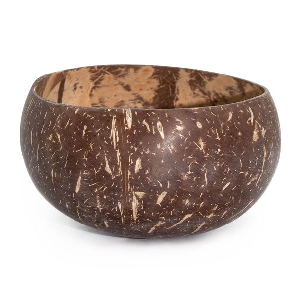 Cuenco natural de coco grande - pulido - uso artesanal - 10x14 cm