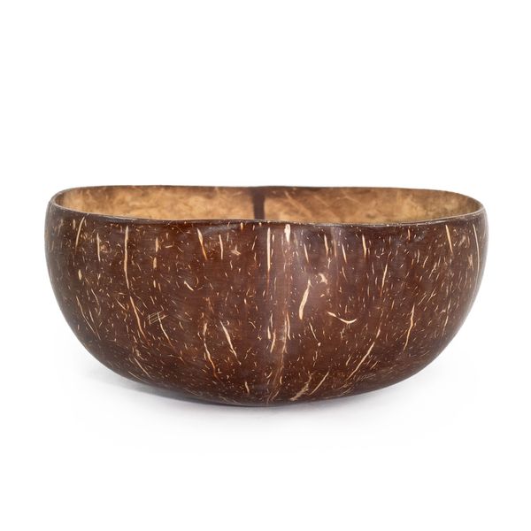 Cuenco natural de coco mediano - pulido - uso artesanal - 6x13 cm