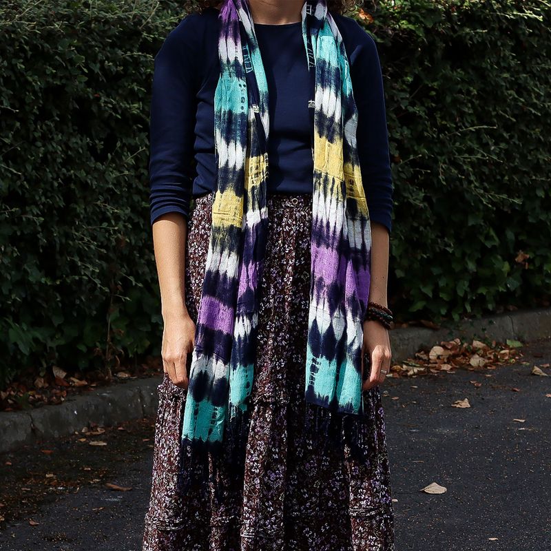 Bufanda Boho Arte de Java - Rayas Multicolor