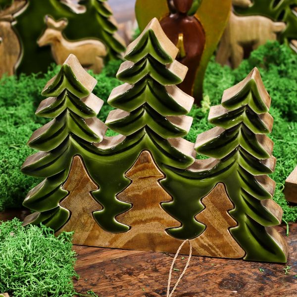 Decoración Bosque en Madera 3D -Tres árboles