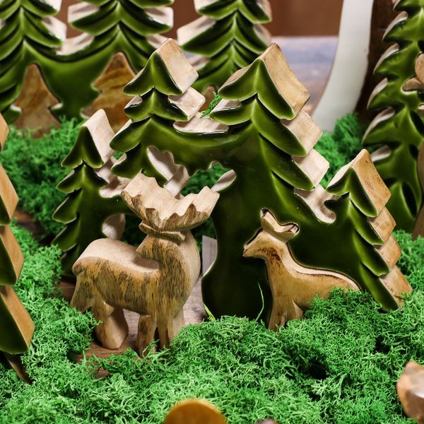 Decoración Bosque en Madera 3D - Dos ciervos en el bosque