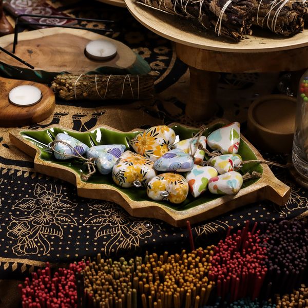 Decoración Bosque en Madera - Cuenco esmaltado con forma de hoja