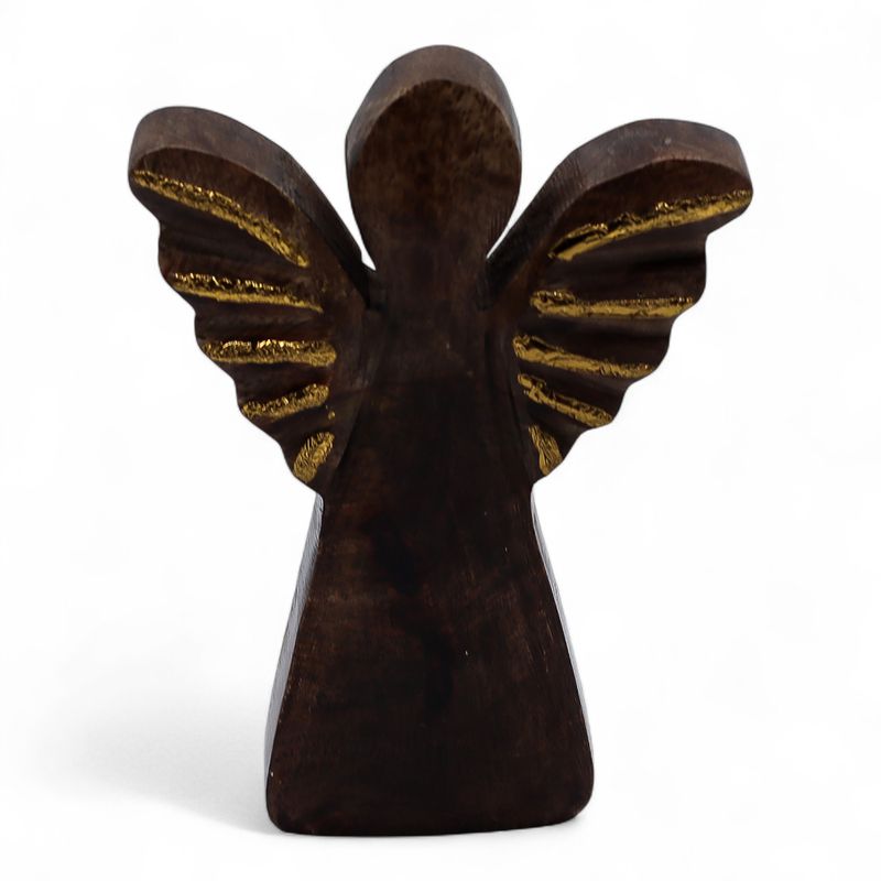 Angel de Madera de Mango Pequeño- Decoración Dorada - 12cm